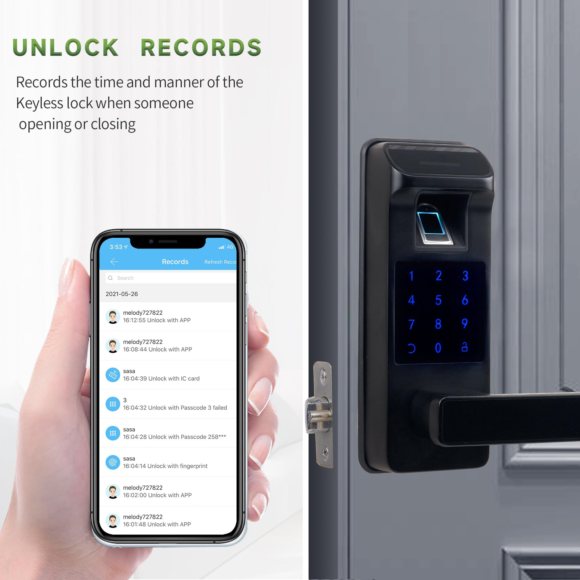 Harfo Smart Door Lock fingerprint touchpad enables quick biometric access