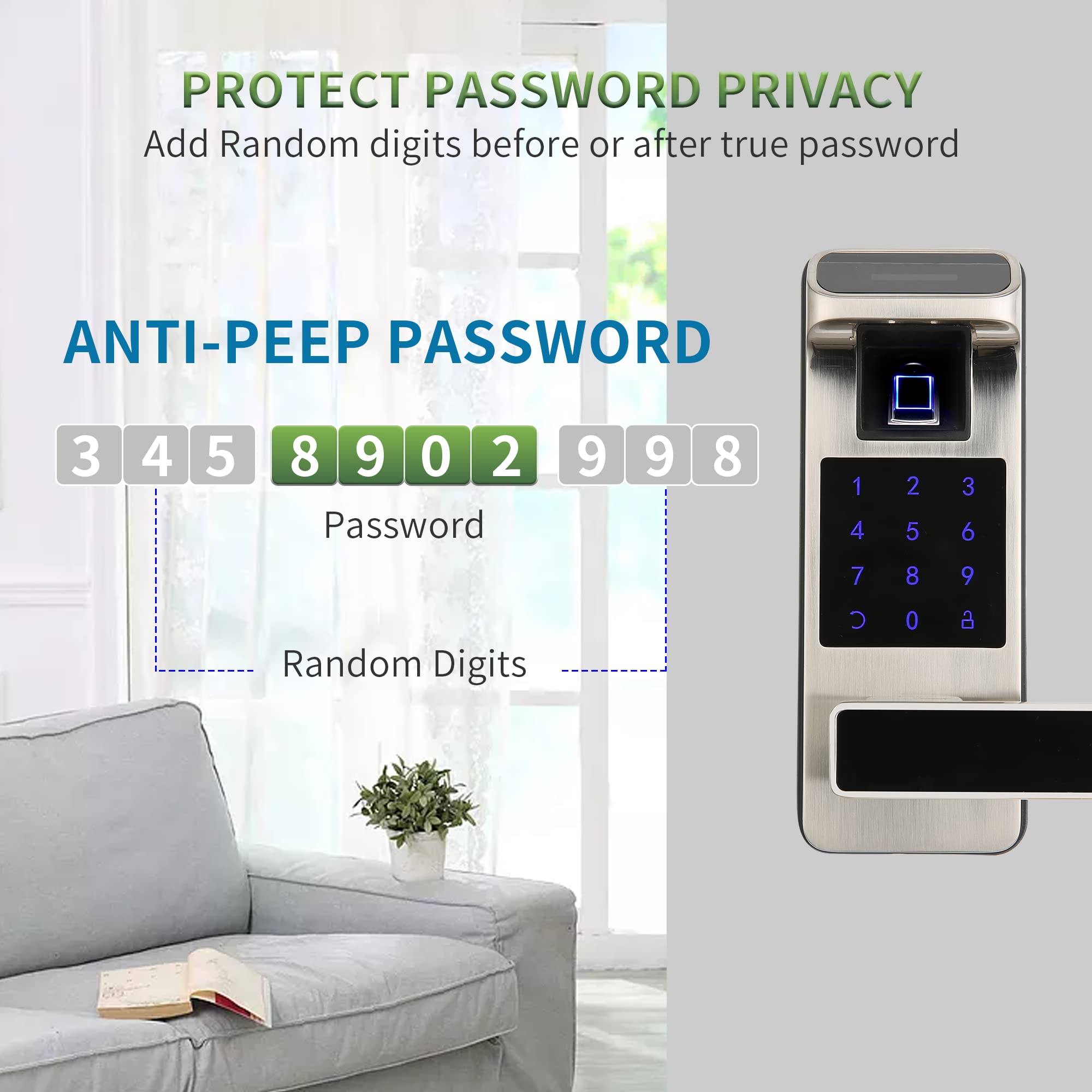 HARFO privacy mode closeup illustrating anti-peep protection and secure entry.