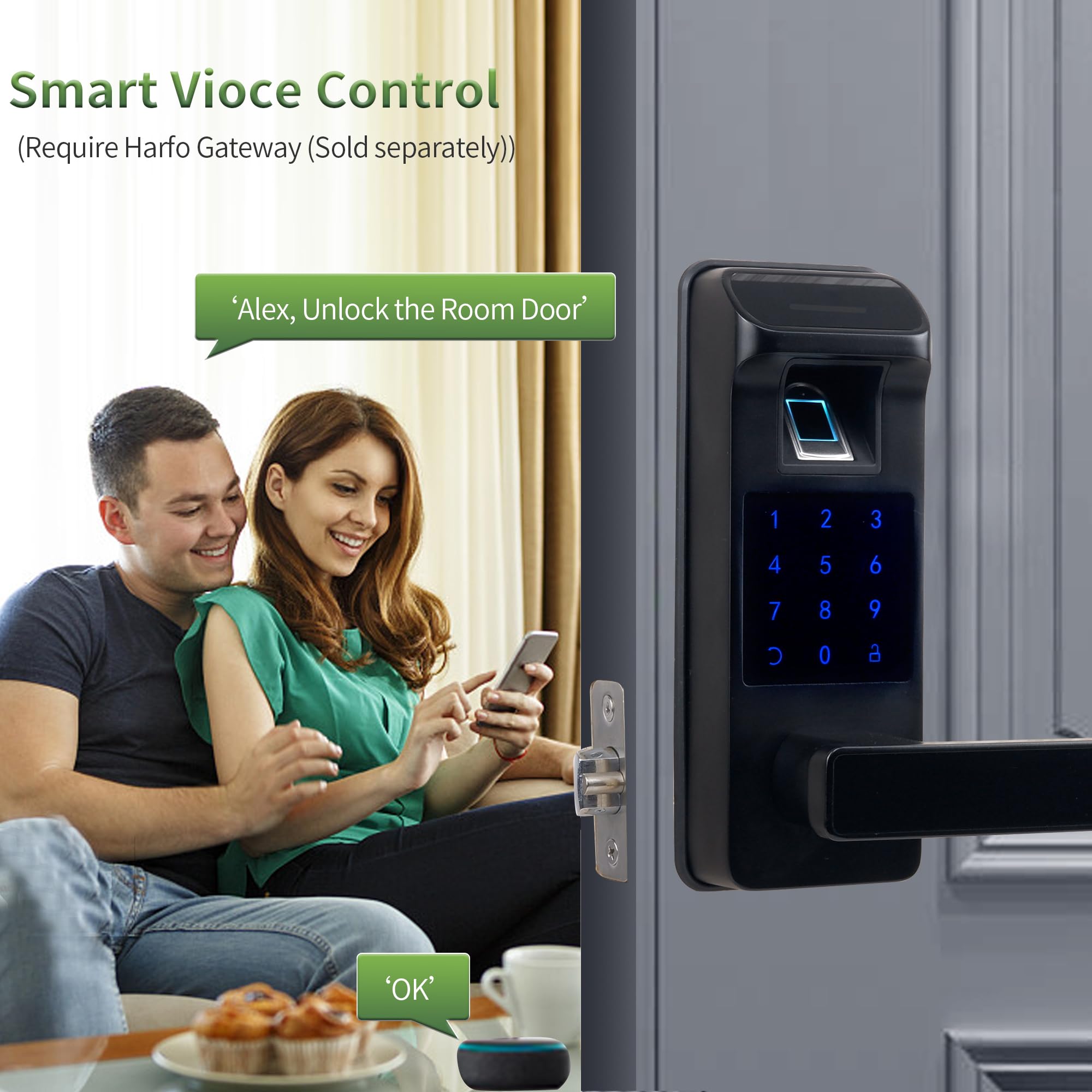 Harfo Smart Door Lock reversible handle supports both door orientations