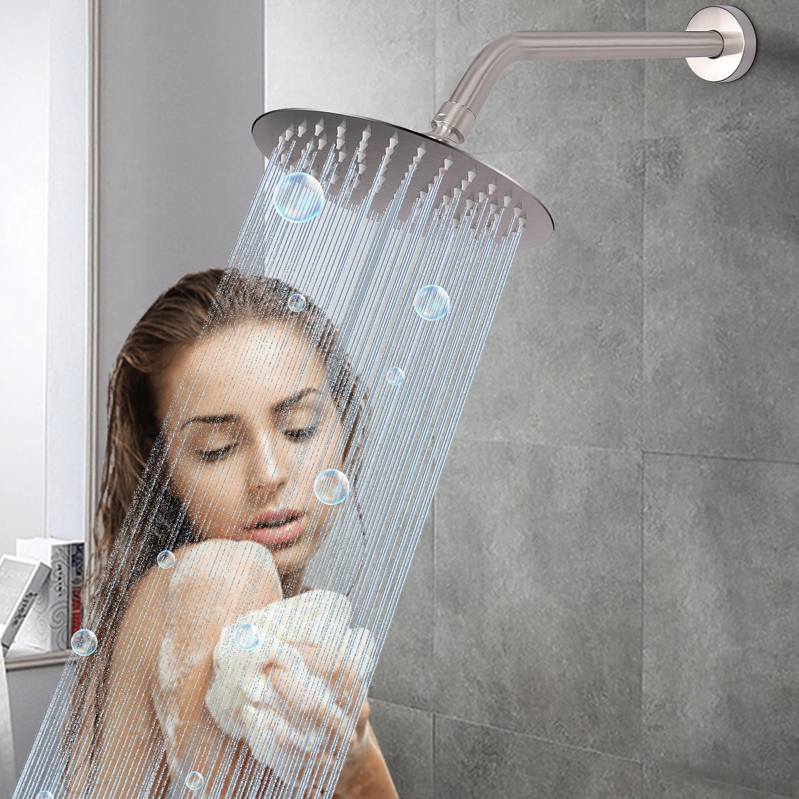 HarJue 12-inch reach enhances the shower experience with better spray coverage.