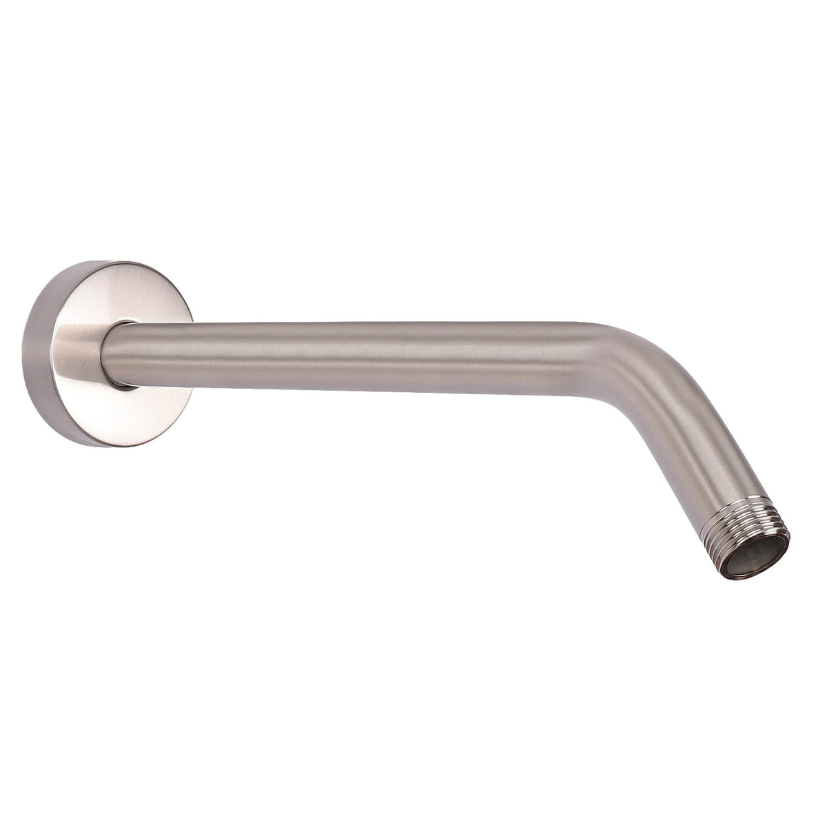 HarJue shower arm with flange in brushed nickel adds modern style and durability.