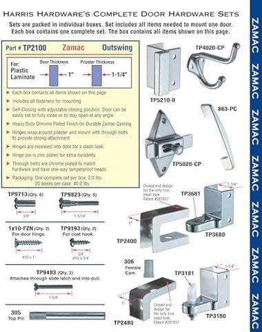 Die cast Zamac finish provides durable chrome protection