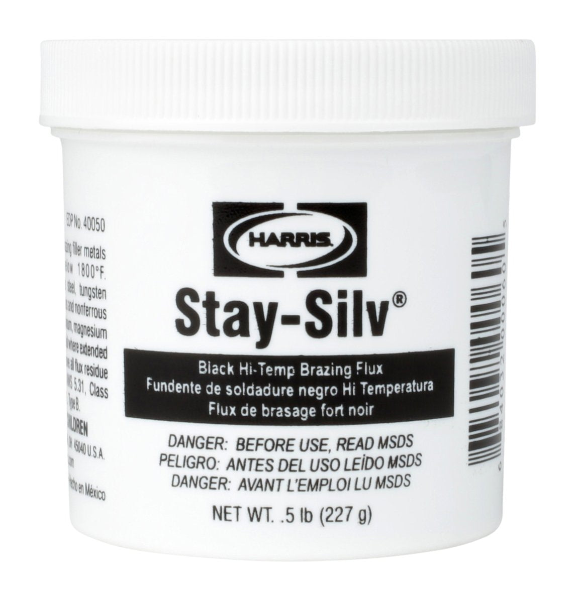 Harris SSBF1 Stay Silv brazing flux jar for high-temperature bonding and oxide control.