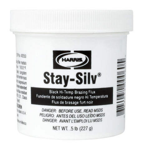 Harris SSBF1 Stay Silv brazing flux jar for high-temperature bonding and oxide control.