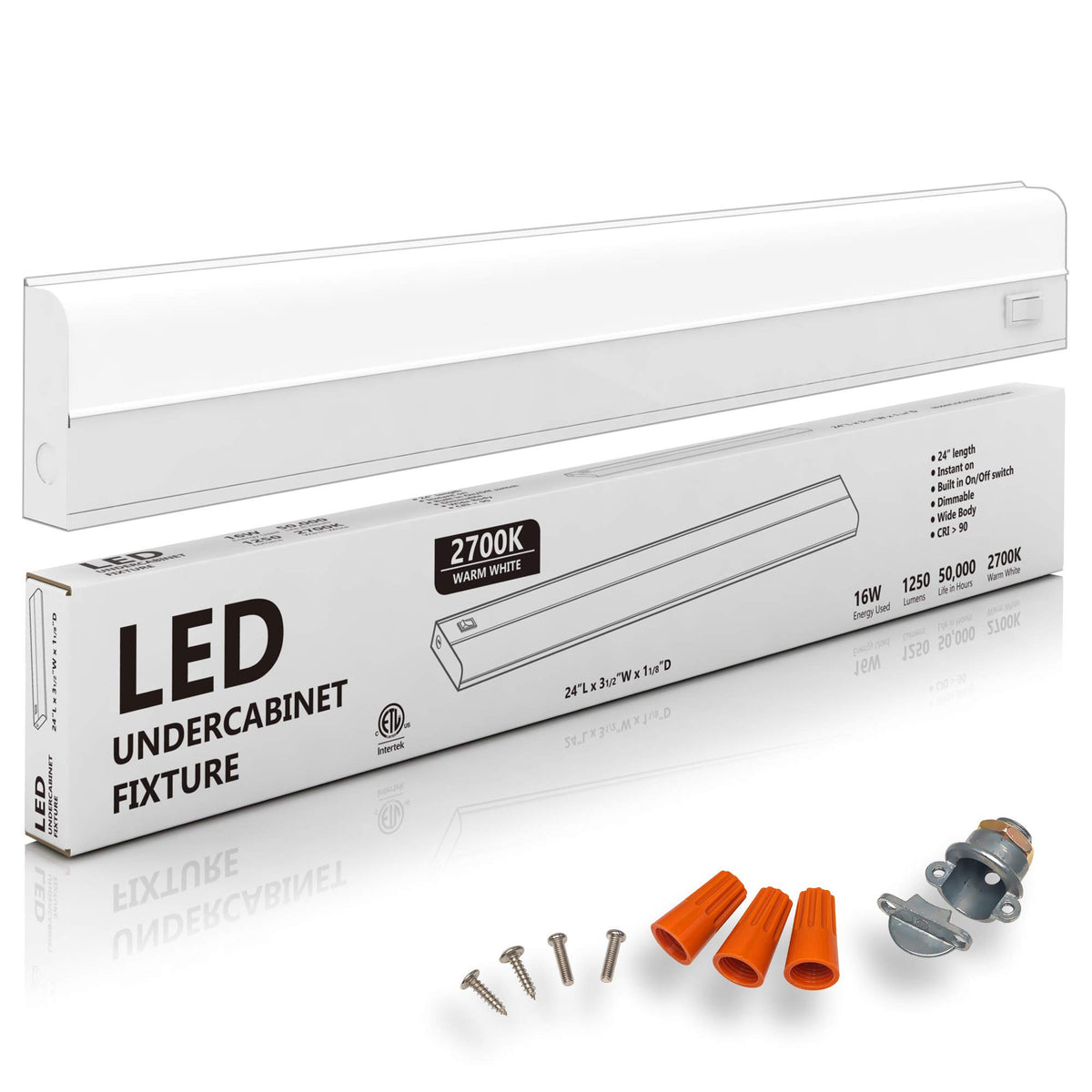 harrrrd 24-inch LED under-cabinet light provides warm, even illumination.