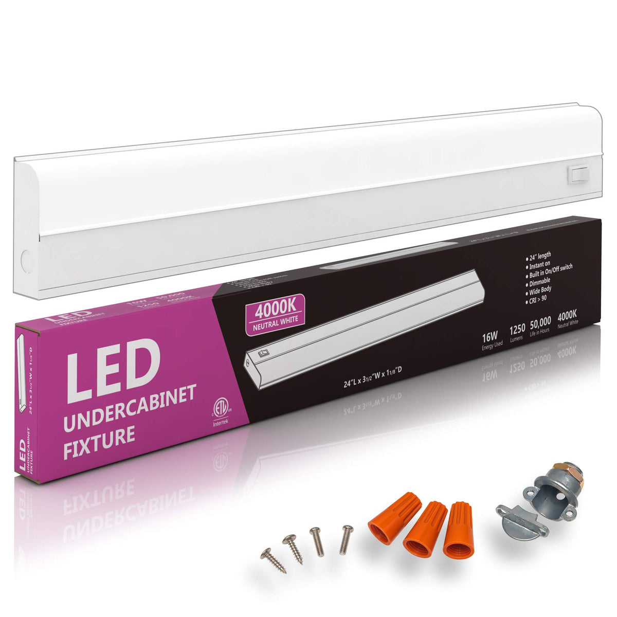 Harrrrd hardwired LED under-cabinet light 24-inch bar illuminates countertops with glare-free brightness