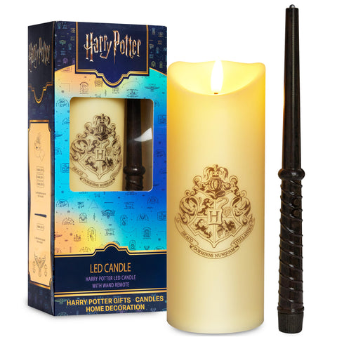 Harry Potter LED candle with wand remote lights rooms up to 16 feet for immersive magic.
