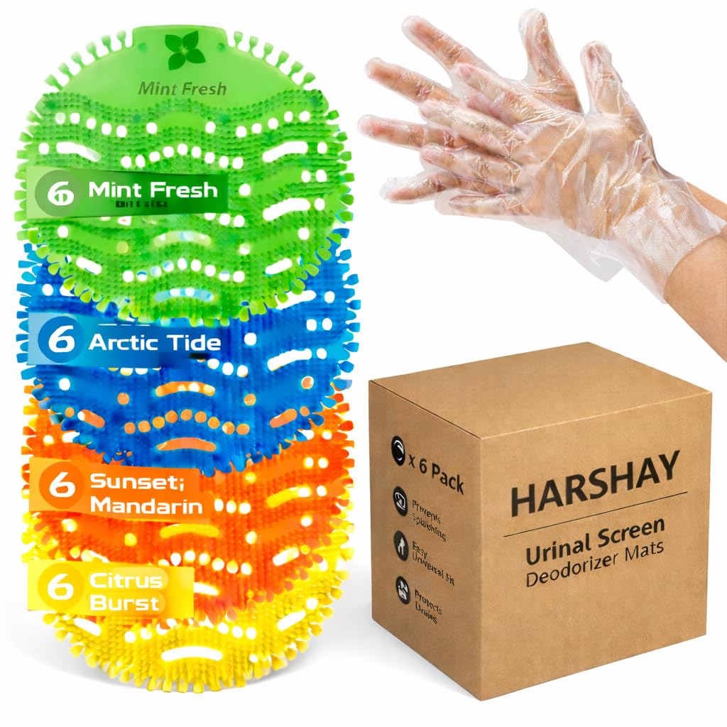 Harshay urinal screen deodorizers 24-pack shown for restocking and fresh fragrance