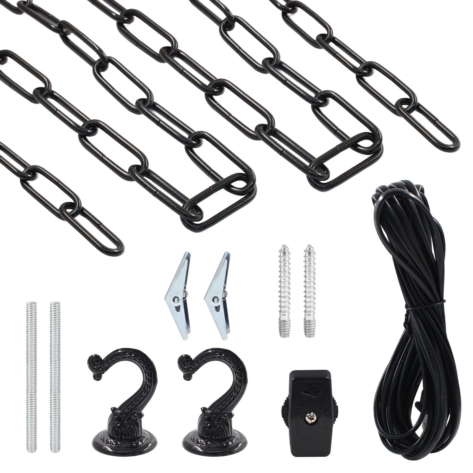 HARSKIYER Swag Light Kit 15ft cord prepared for pendant wiring and installation.