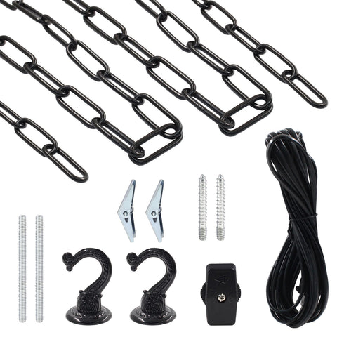 HARSKIYER Swag Light Kit 15ft cord prepared for pendant wiring and installation.