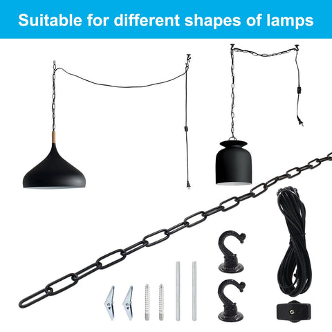 HARSKIYER Swag Light Kit ceiling mounting setup with hardware included.