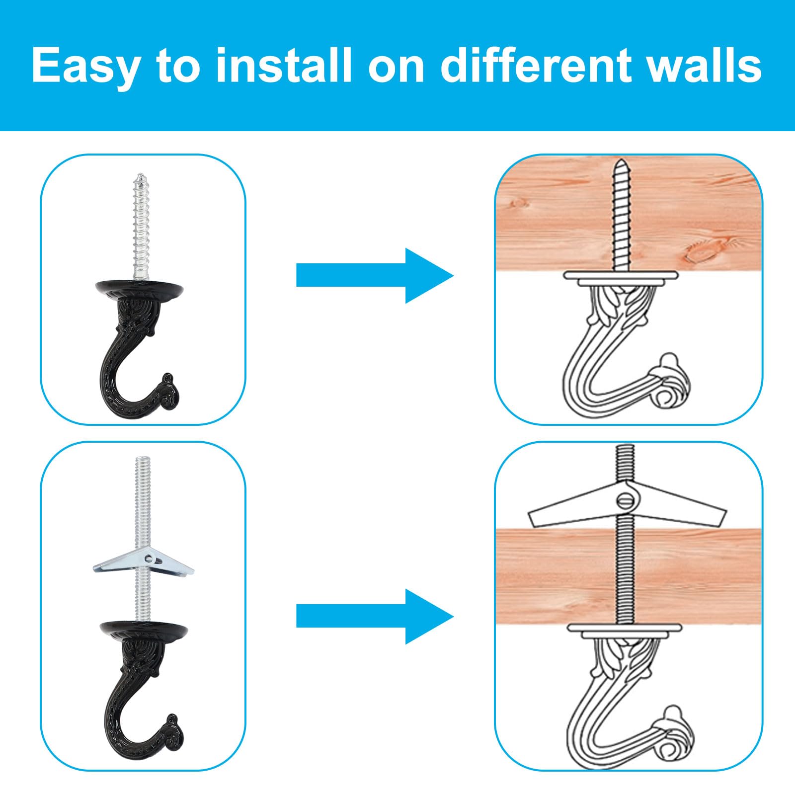 HARSKIYER Swag Light Kit swag hooks enabling secure overhead mounting.