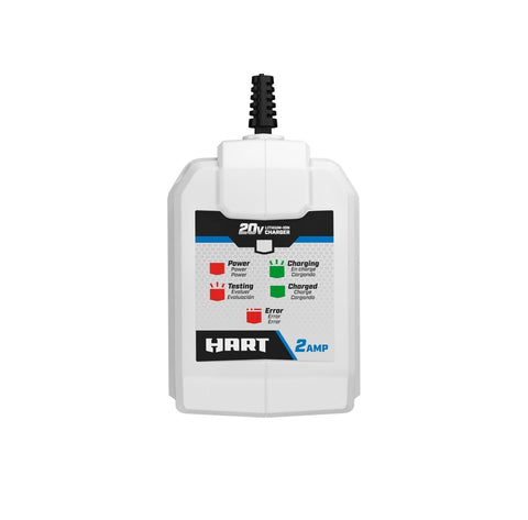 Hart 20V fast charger back view shows durable build and tool-only option.