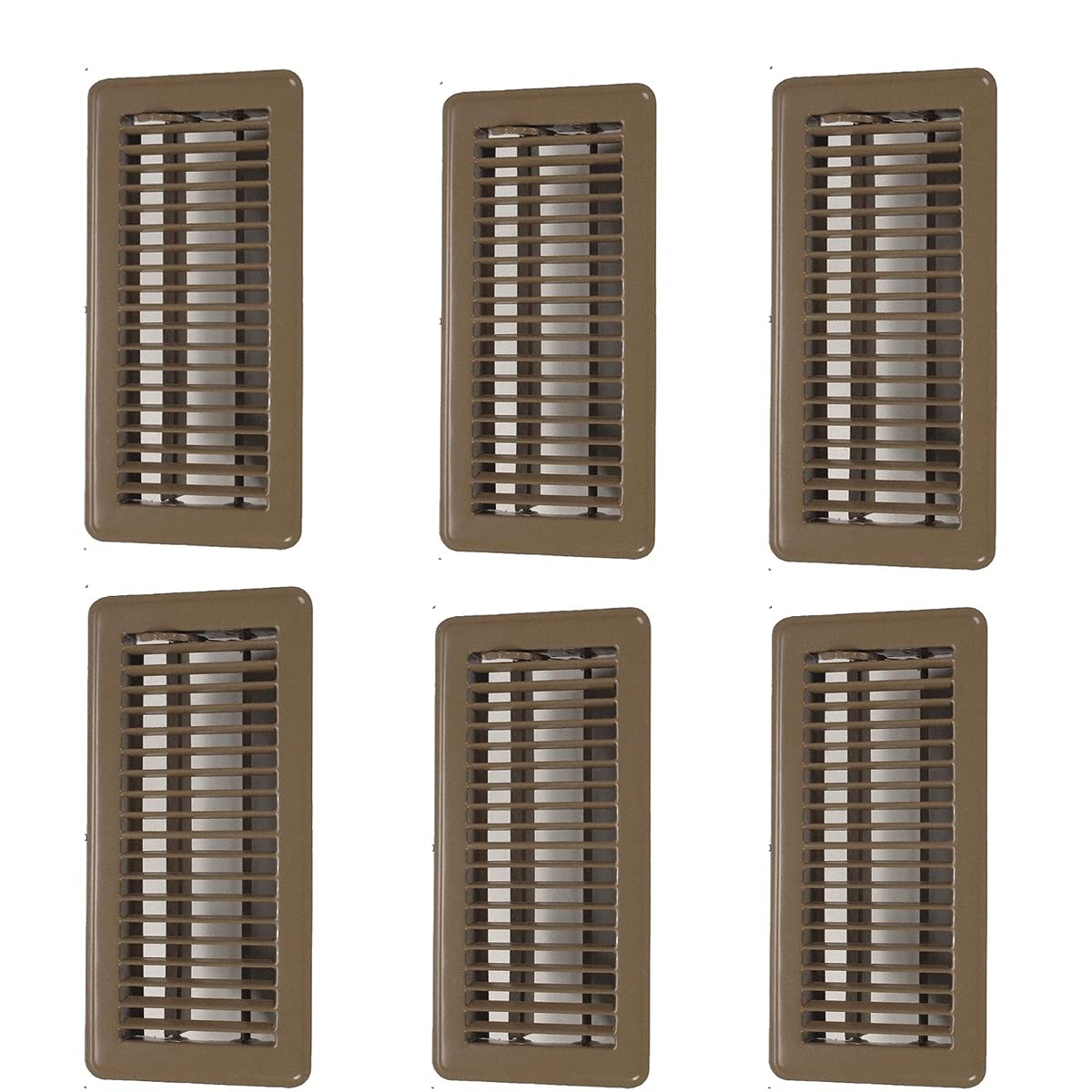 Hartford Ventilation 4x10 brown floor vent cover in a six-pack