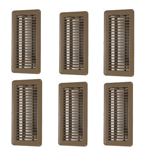 Hartford Ventilation 4x10 brown floor vent cover in a six-pack