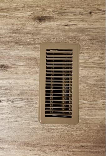Decorative louvered design on Hartford Ventilation floor vent cover blends with flooring
