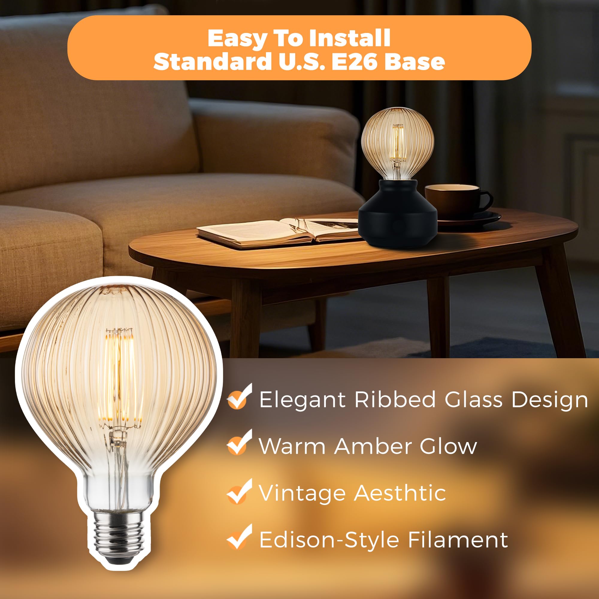 Harwez dimmable filament bulb adjustable brightness for mood control.