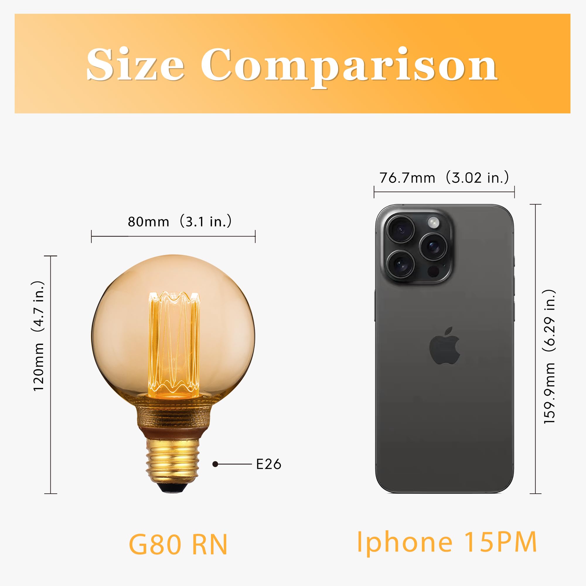 Harwez Globe Edison bulb dimmable on an E26 base for adjustable mood.