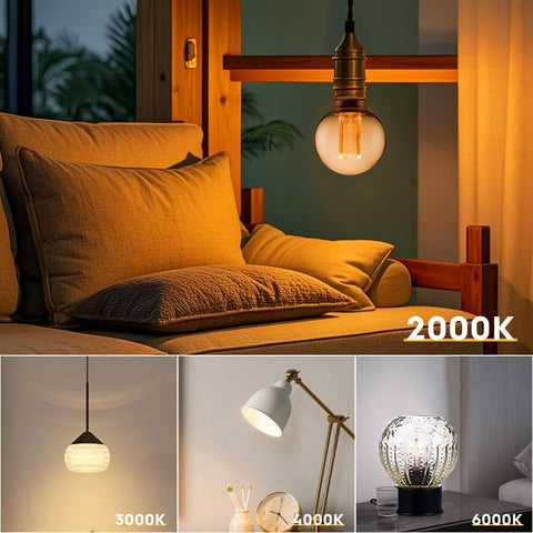 Harwez Globe Edison bulb shows warm amber glow for cozy spaces.