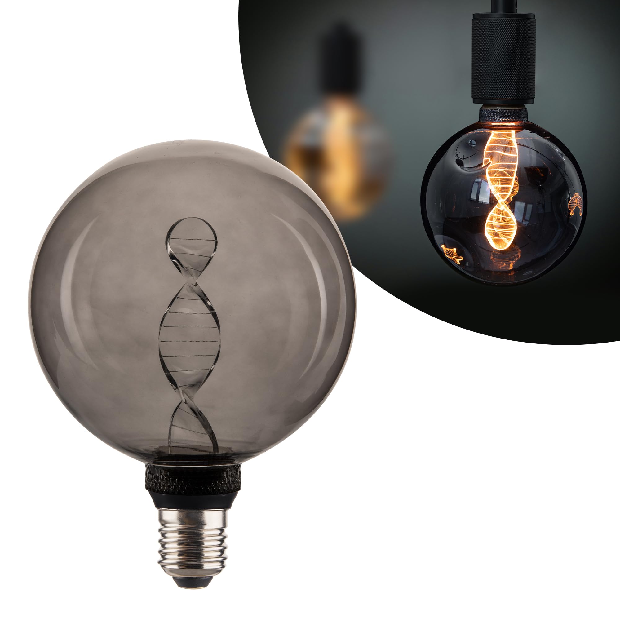 Harwez unique stained-glass smoke-globe bulb for warm ambience and antique charm.