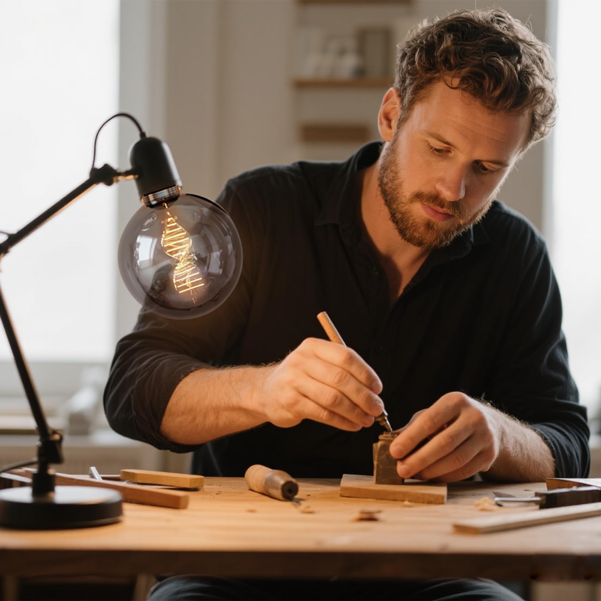 Harwez table-lamp setup bulb provides soft, inviting light.