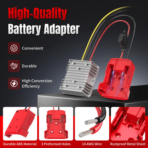 Haseed Milwaukee battery adapter connects securely for 12V output