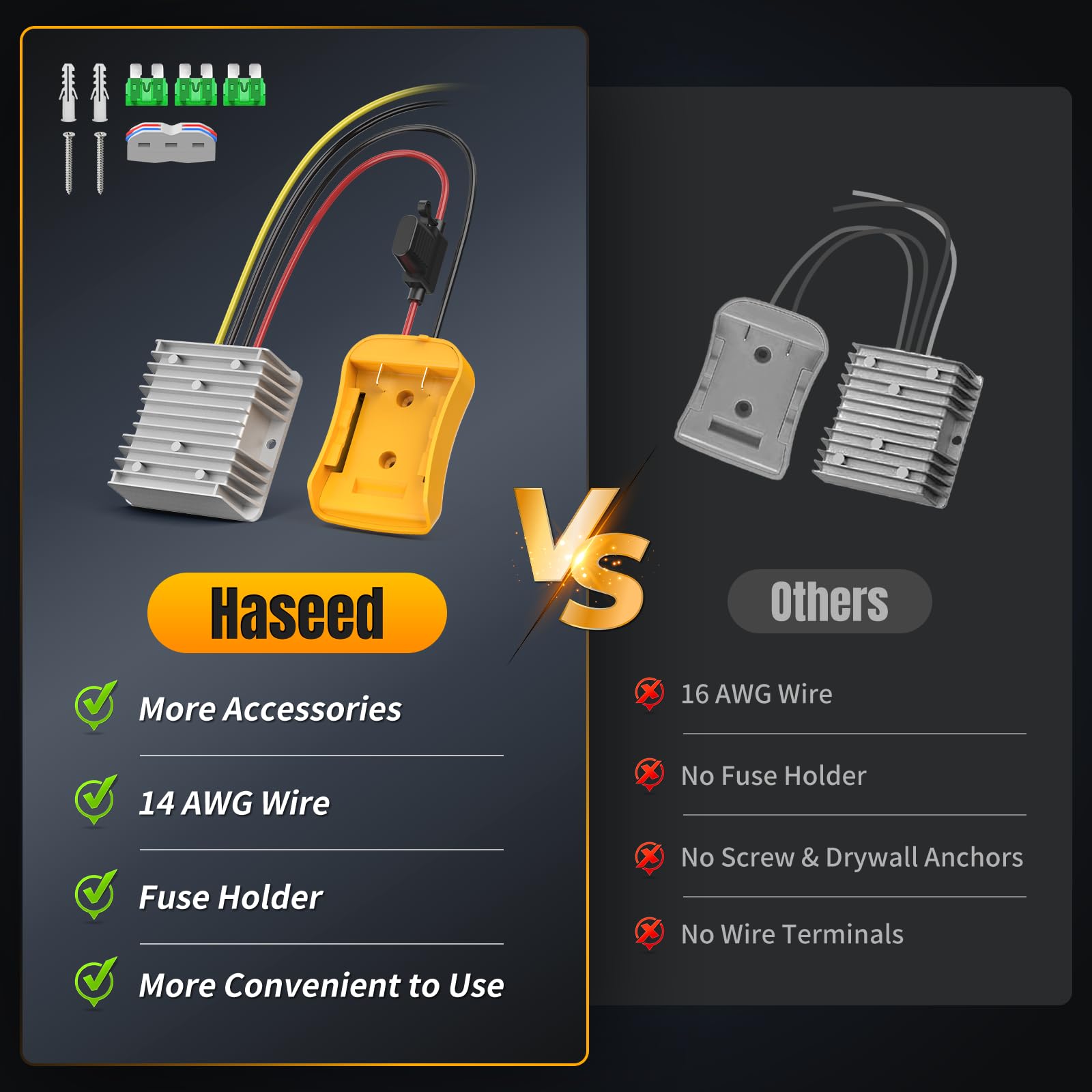 Haseed plug and play adapter with heat resistant wires for quick setup