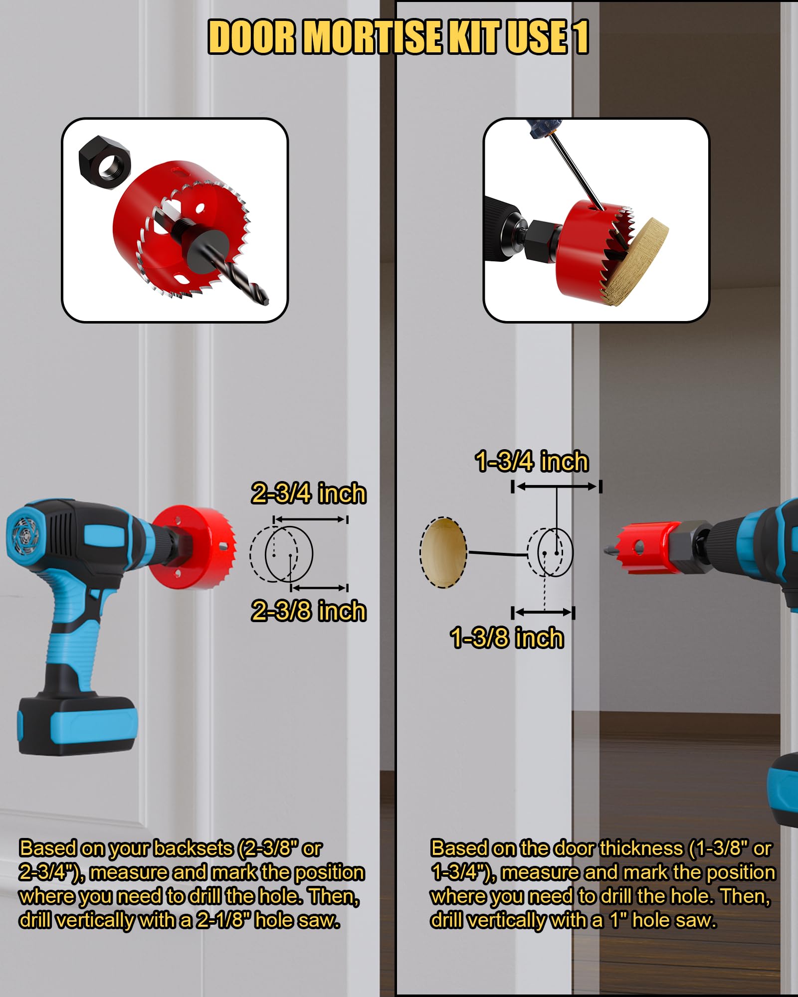 HASIODXE 1 inch hole saw included for versatile latch openings