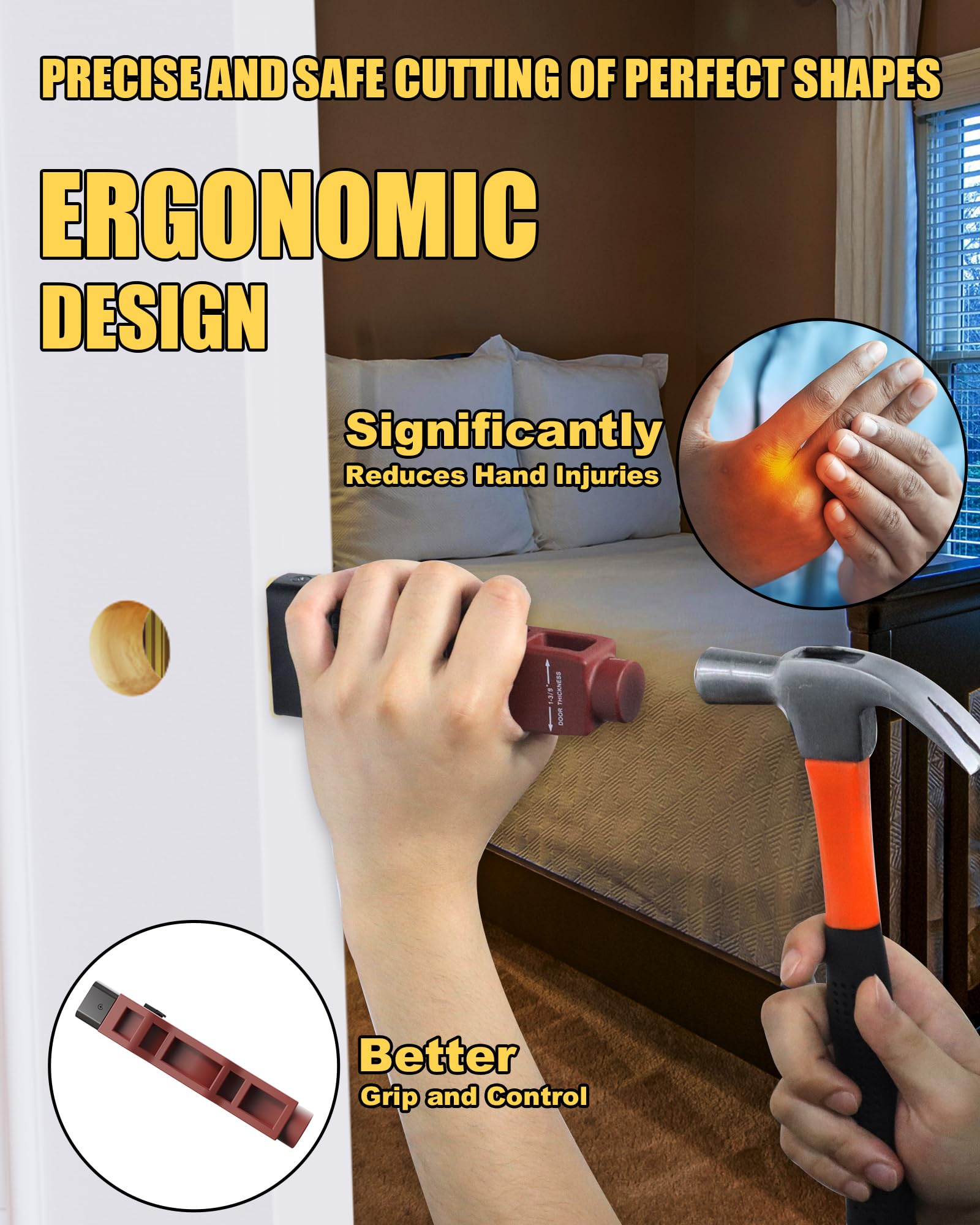 HASIODXE contour blade protects the door surface during mortising