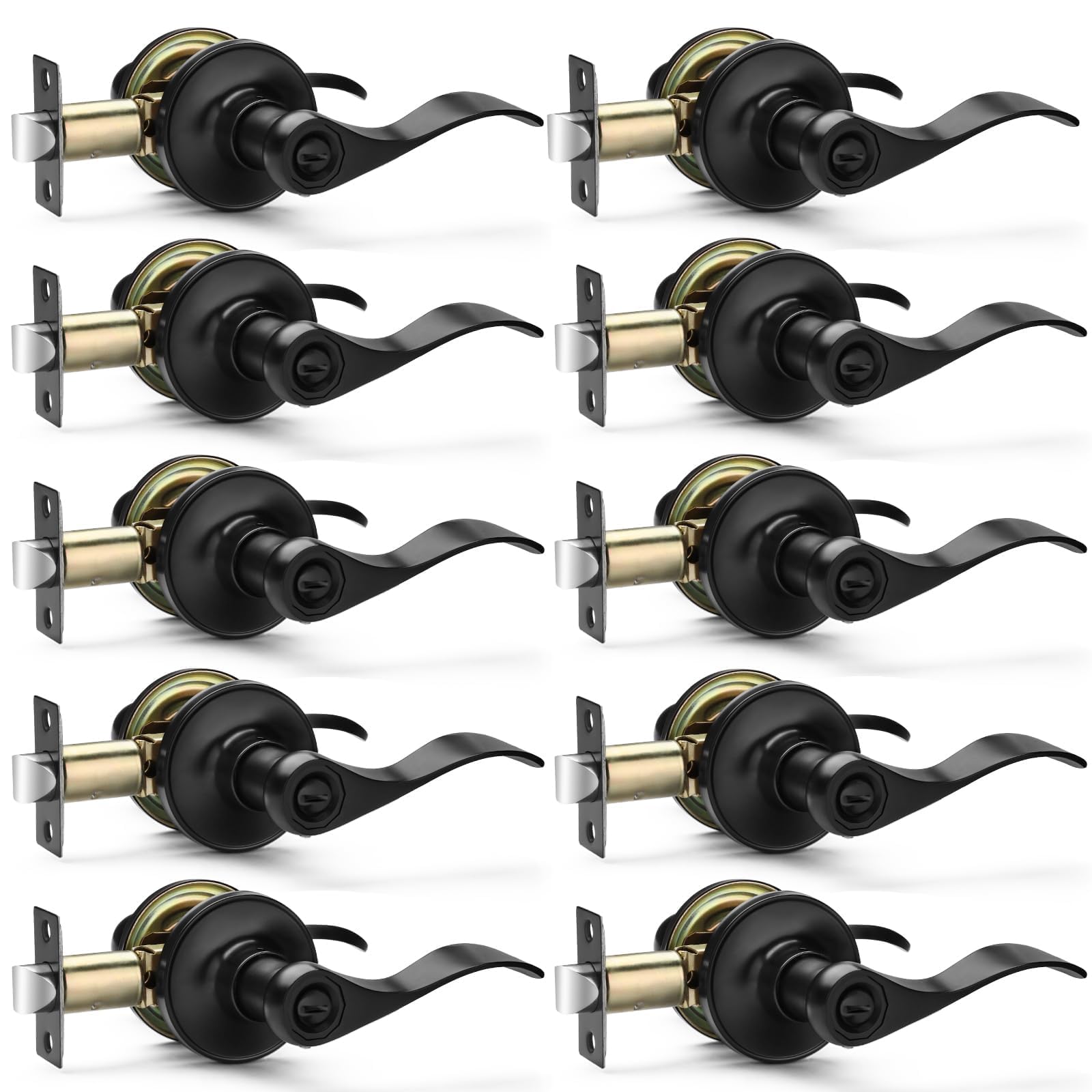 Hasmikit 10-pack matte black door levers ready for installation