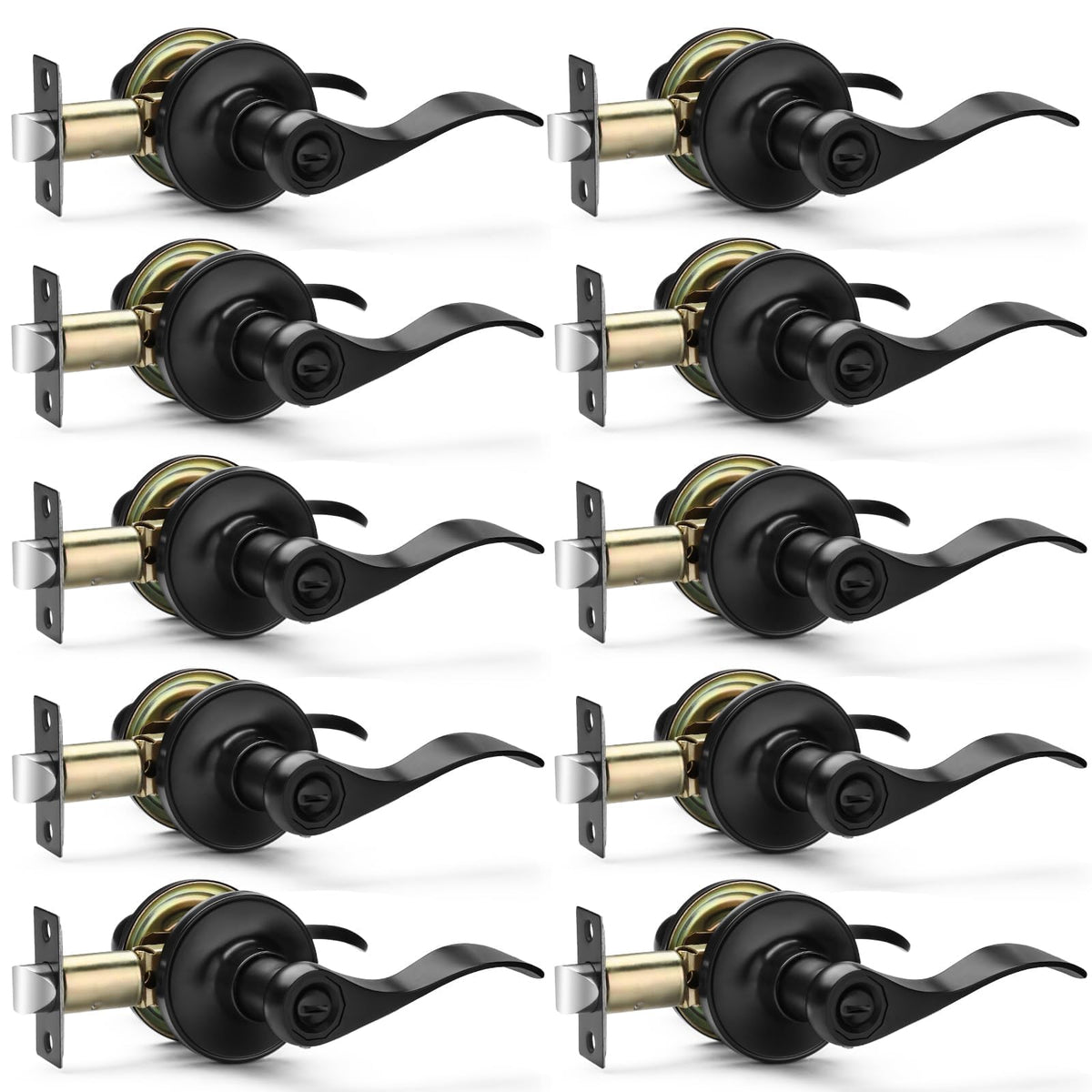 Hasmikit 10-pack matte black door levers ready for installation
