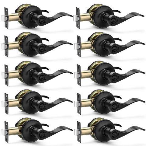 Hasmikit 10-pack matte black door levers ready for installation