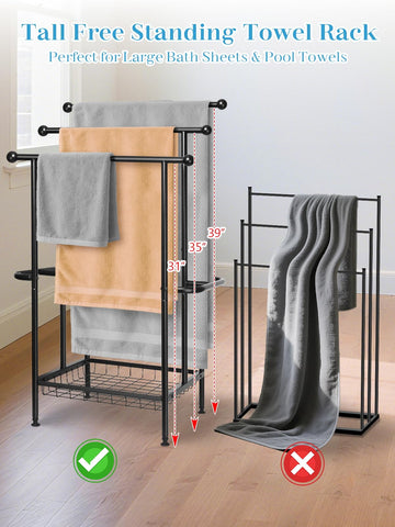 Haturi towel rack side rods offer extra hanging space for towels or washcloths
