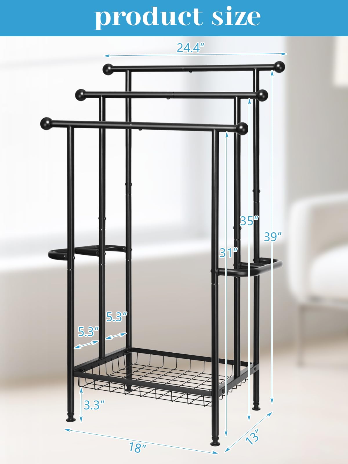 Haturi three-tier towel rack stand providing extra hanging space