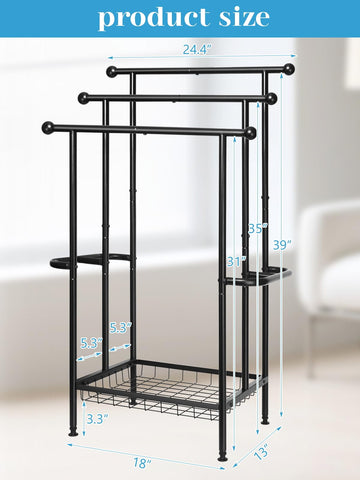 Haturi three-tier towel rack stand providing extra hanging space