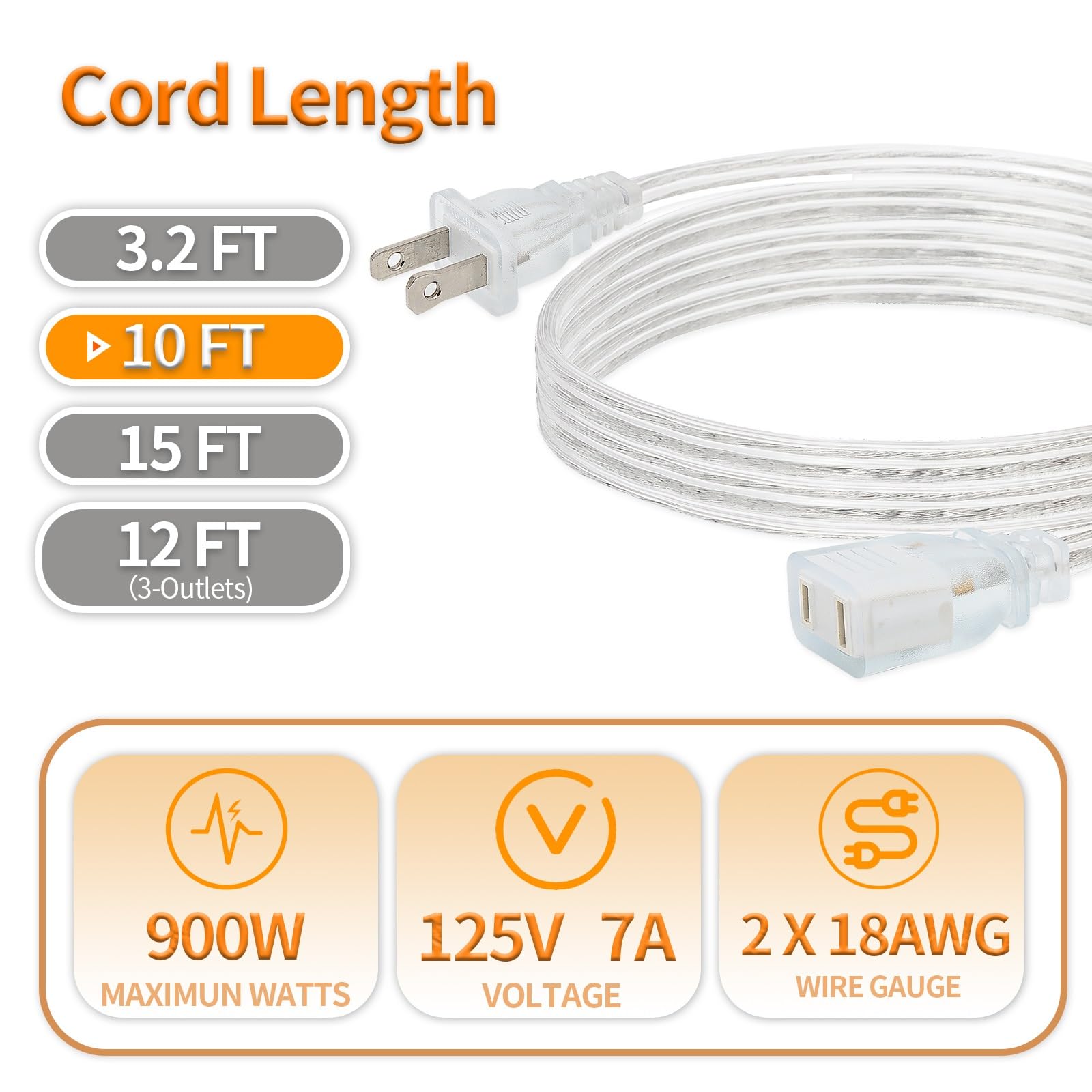 Haultop 18 AWG cord rated 7A/125V for pendant lights safely.
