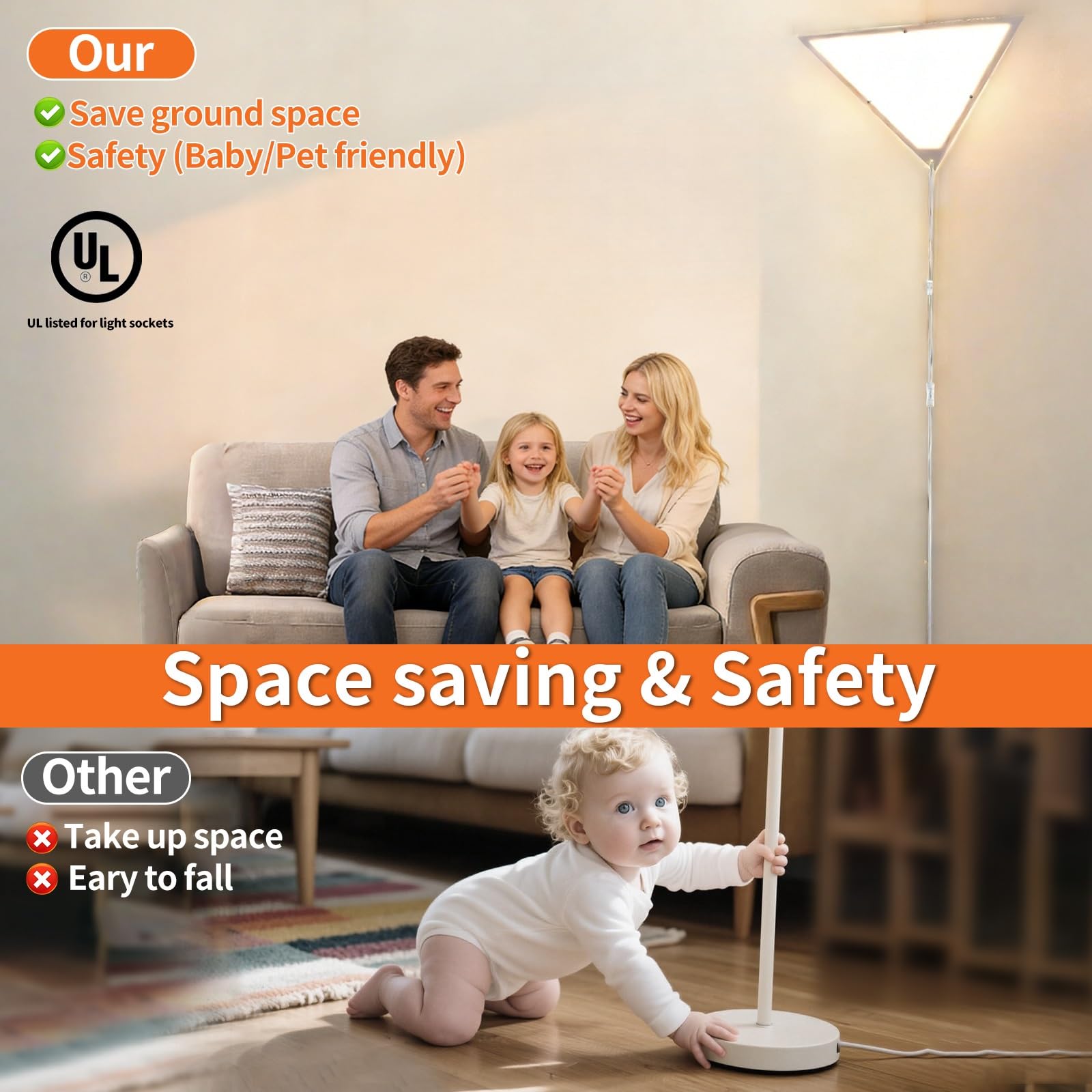 Haultop corner light plug-in cord offers flexible ceiling placement.