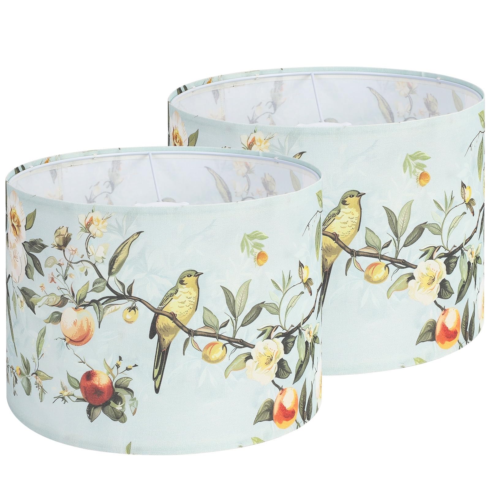Haultop drum lamp shade with floral bird print adds lively color to your space.