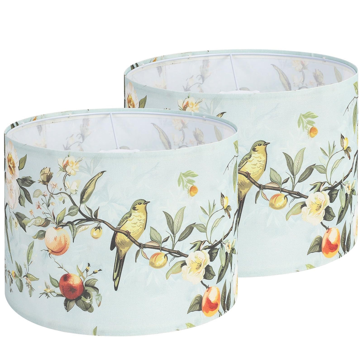 Haultop drum lamp shade with floral bird print adds lively color to your space.