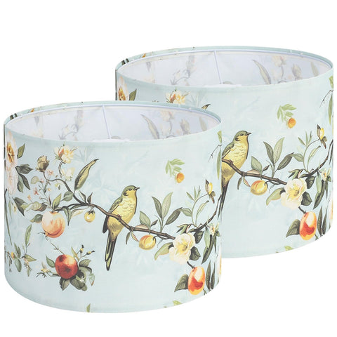Haultop drum lamp shade with floral bird print adds lively color to your space.