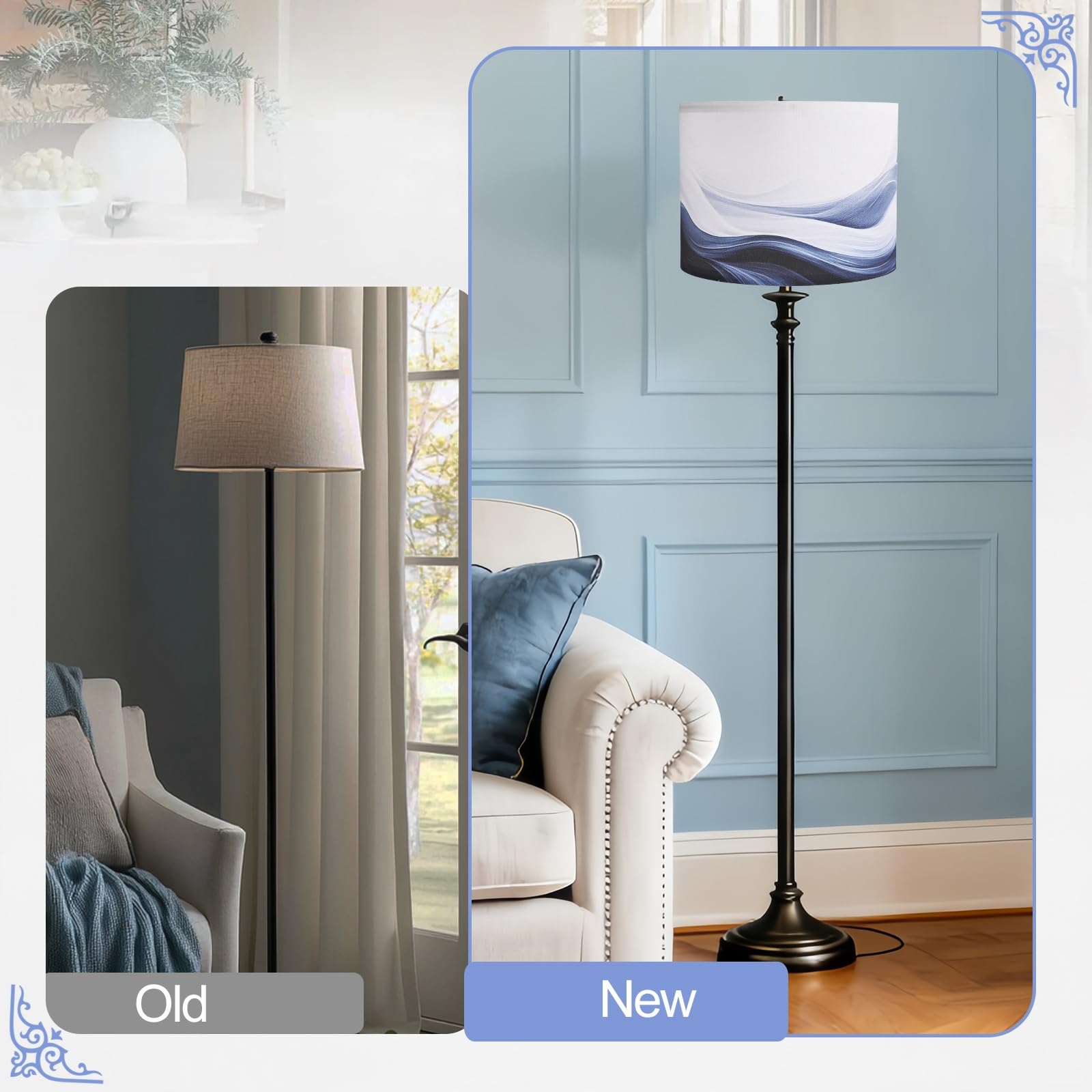 Haultop ocean-pattern lampshade adds vibrant nautical style to living spaces.