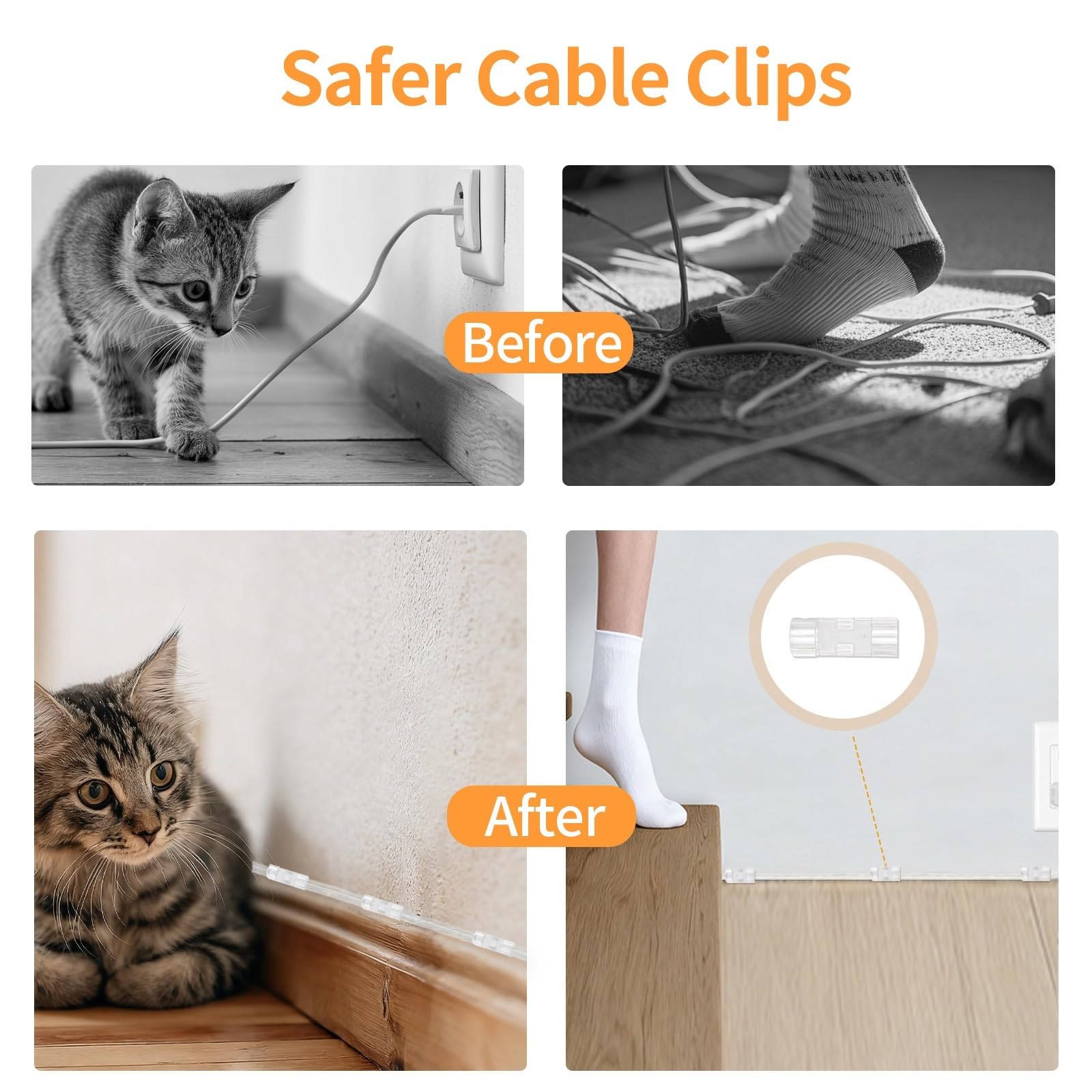 Haultop transparent cord blends invisibly on walls for lighting accents.