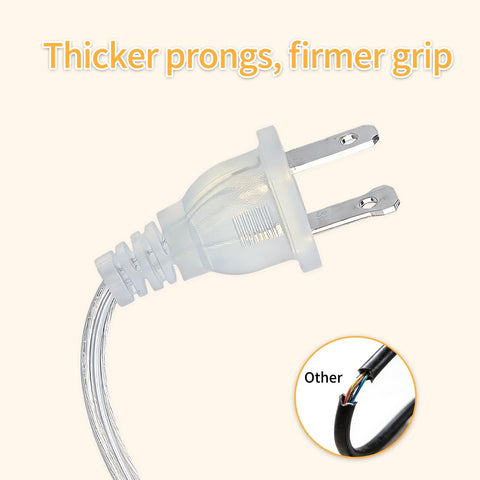 Haultop two-prong thin extension cord adds discreet power to fixtures.