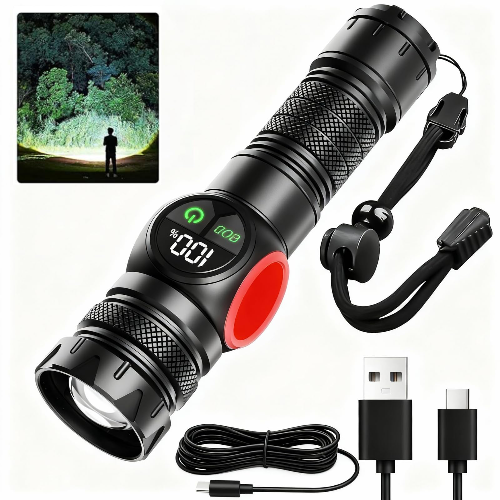 HAUSBELL S6000 beam-zoom for adjustable long-range camping visibility