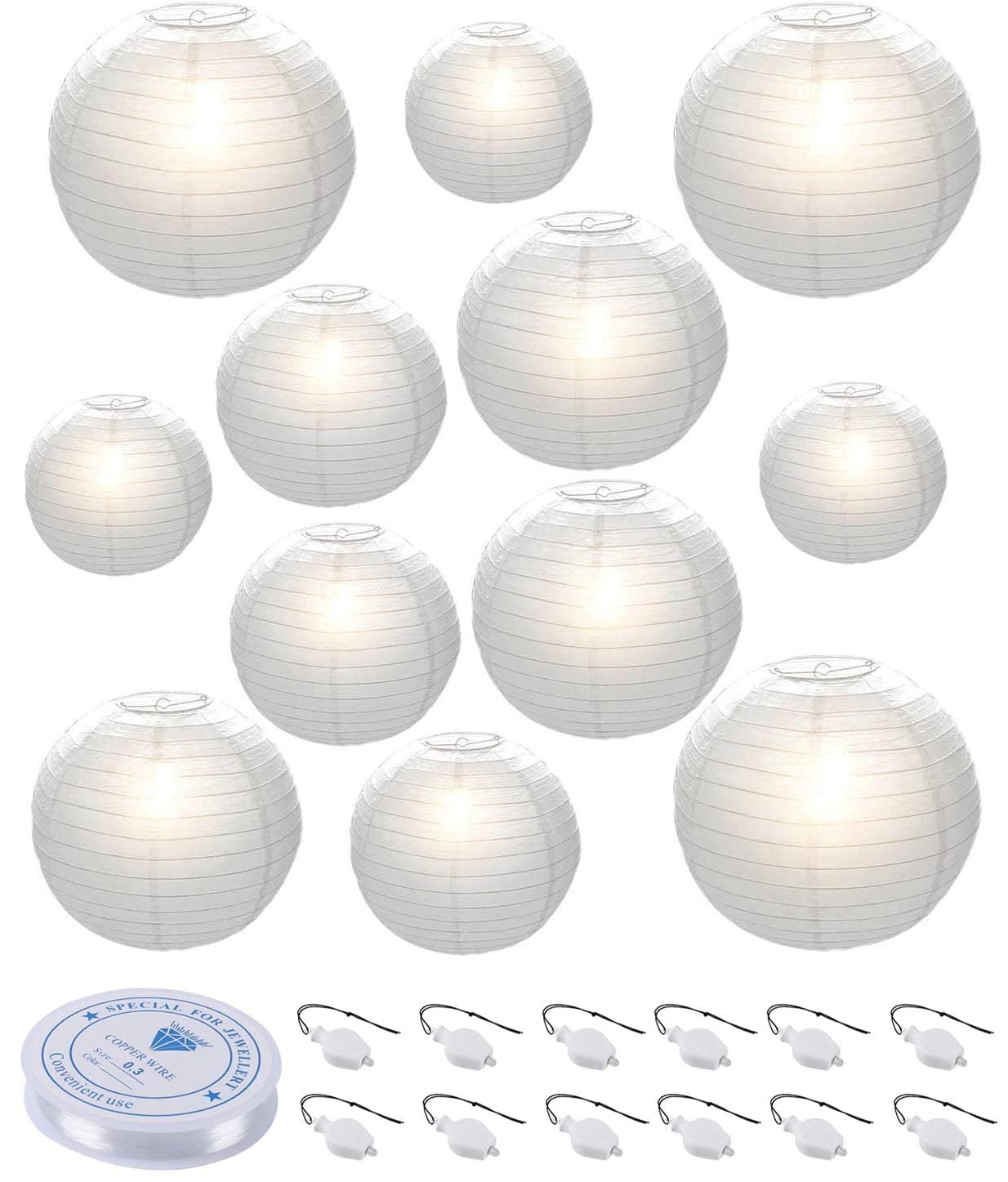 HAUSPROFI 6in white paper lantern for flexible indoor decor and events