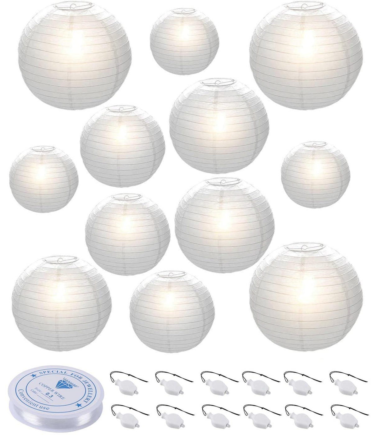 HAUSPROFI 6in white paper lantern for flexible indoor decor and events