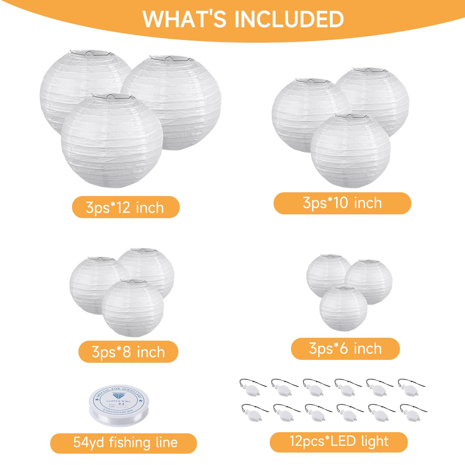 HAUSPROFI 8in white paper lantern creating soft outdoor ambience