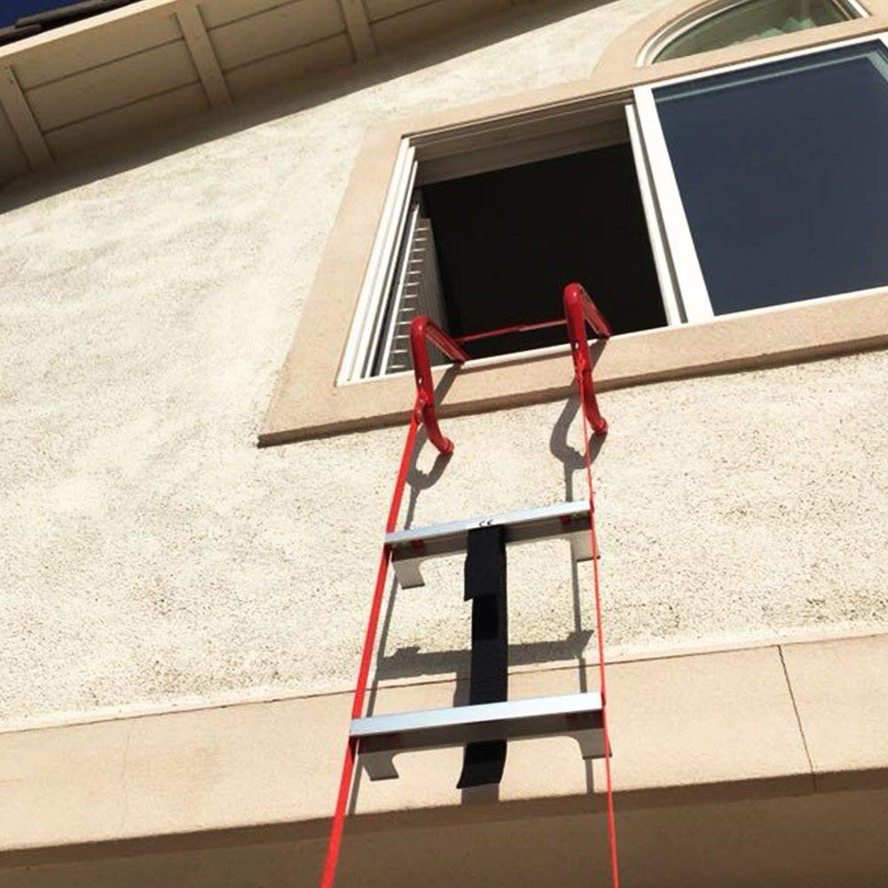 Hausse deployed ladder in window illustrates quick escape in an emergency