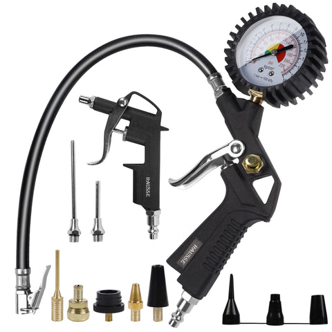 Hausse heavy-duty air kit with tire inflator gauge for precise pressure checks