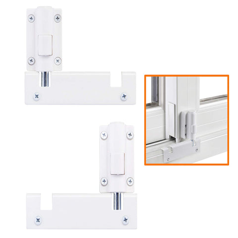 HauSun top-rail foot lock secures patio door against lifting.